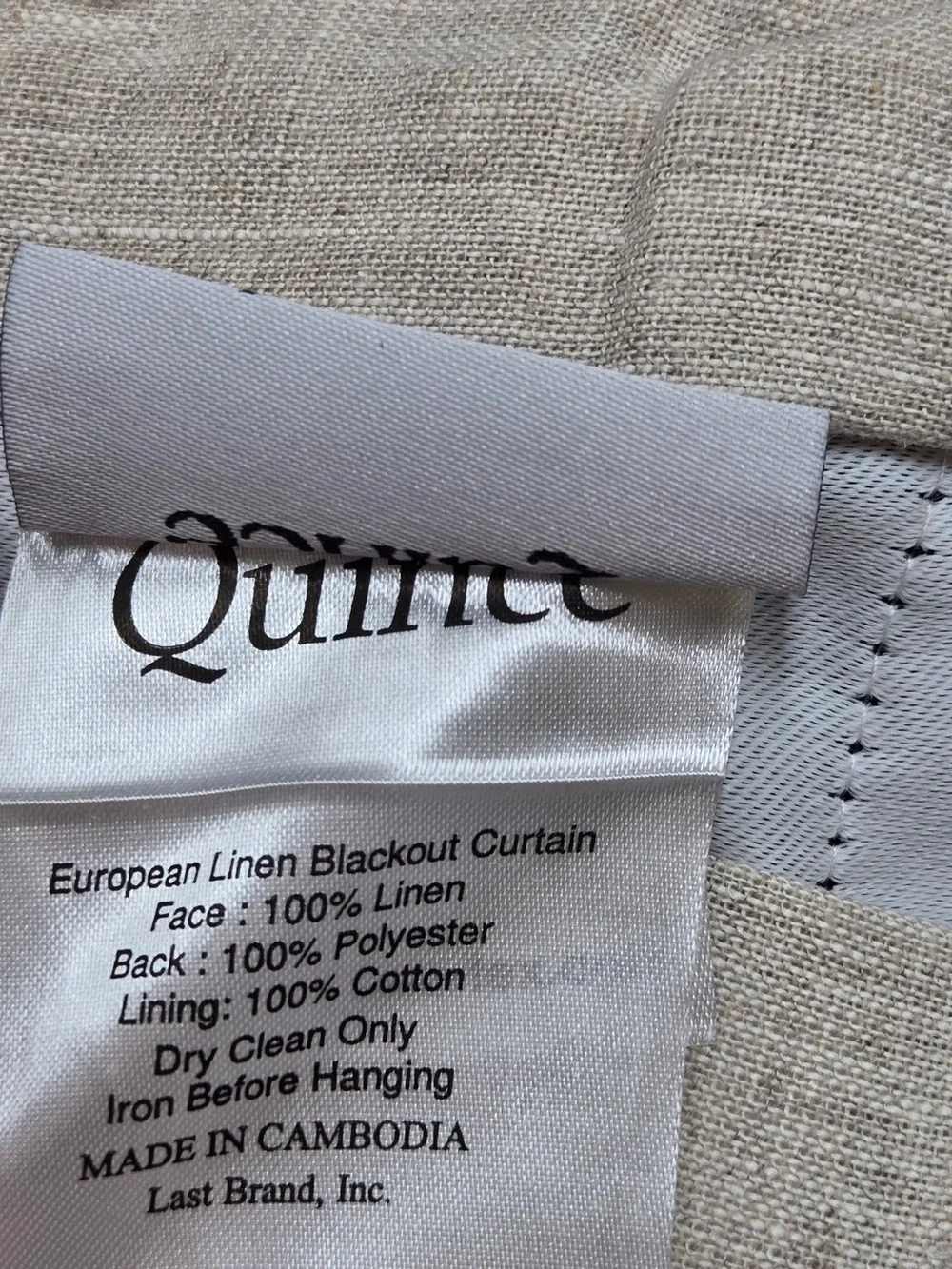 NWT QUINCE Set Of 2 48x96 European Linen True Blackout Curtains Flax 0004